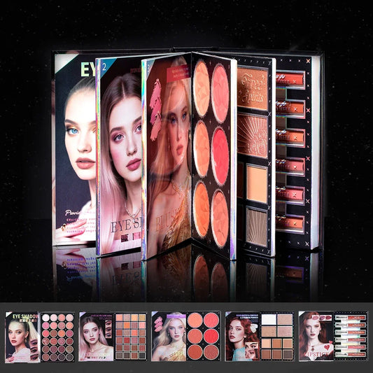 Makeup Magic Book, Including Eye Shadow, Lip Gloss, Powder Blusher, Highlight, a Complete Set of Makeup Magic Book, an Ideal Gi